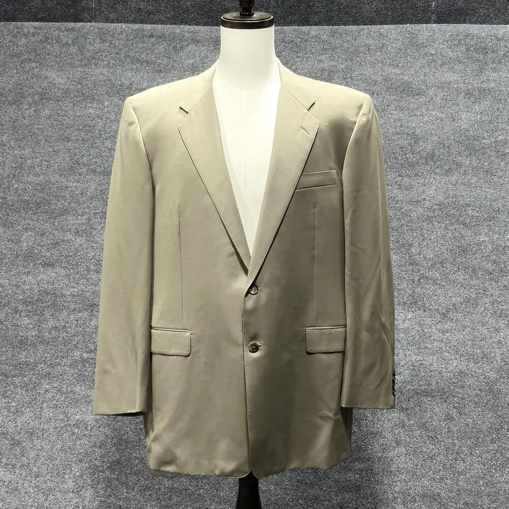 Vintage Hickey Freeman Blazer Mens 46 Long Taupe 100% Wool Boardroom Union USA